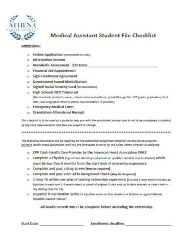 medical-assistant-student-file-checklist