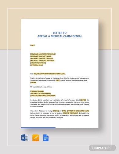 medical claim denial appeal letter template1
