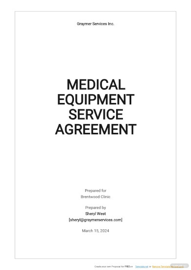 medical equipment service agreement template