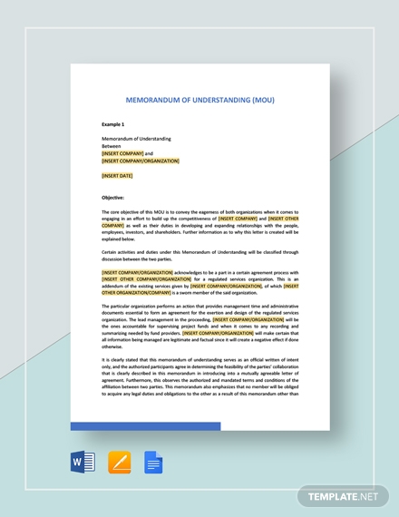 9+ Memorandum Of Understanding Templates - Google Docs, MS ...