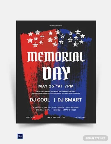 memorial day celebration poster template