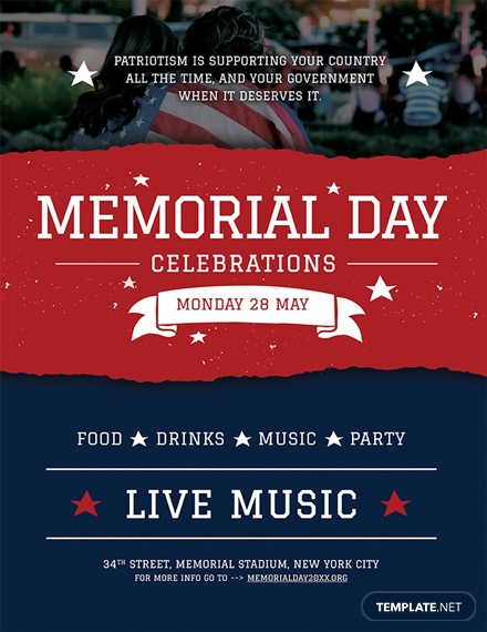 memorial day celebrations poster template