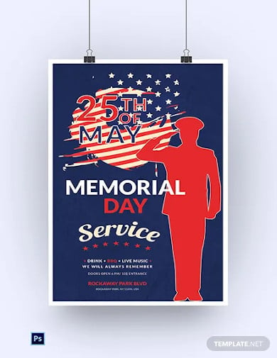 memorial day service poster template