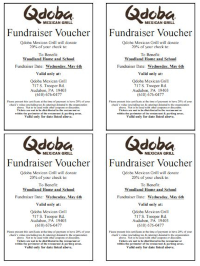 mexican grill fundraising event voucher