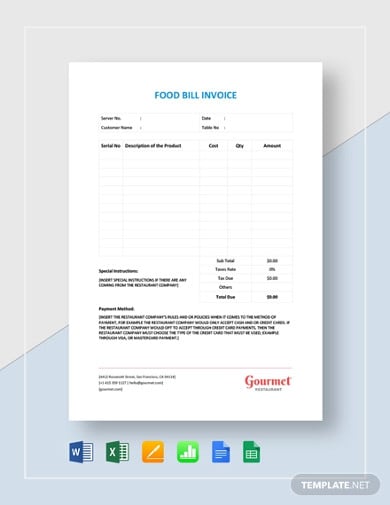 modern food bill invoice template1
