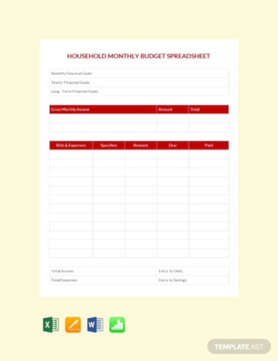 modern household budget spreadsheet template