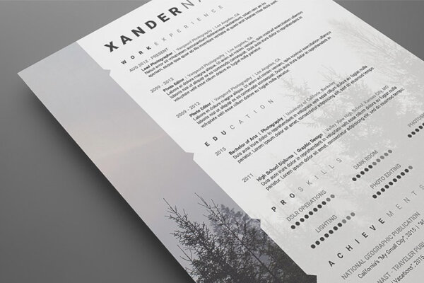 modern photography resume cv template