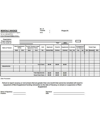 modern real estate monthly invoice