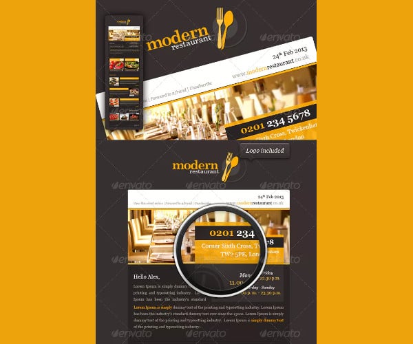 modern restaurant newsletters template