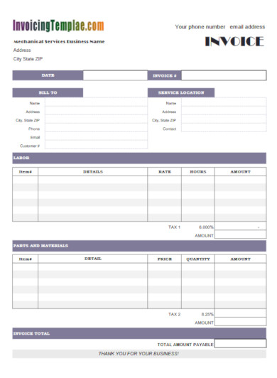 modern servicing invoice template