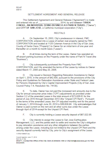 modern settlement agreement example