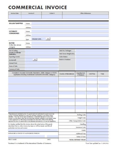 mohawk global commercial invoice template