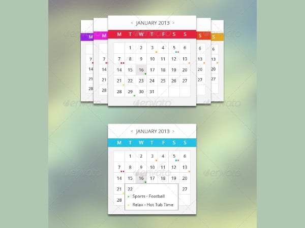 multiple event calendar template