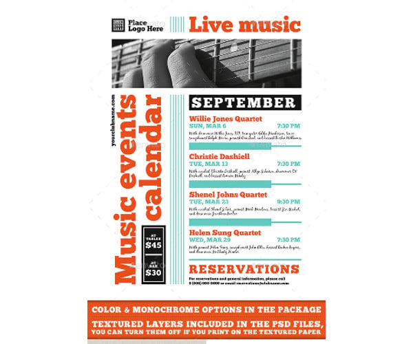 music event calendar example