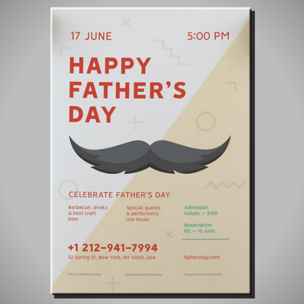 mustache fathers day celebration poster