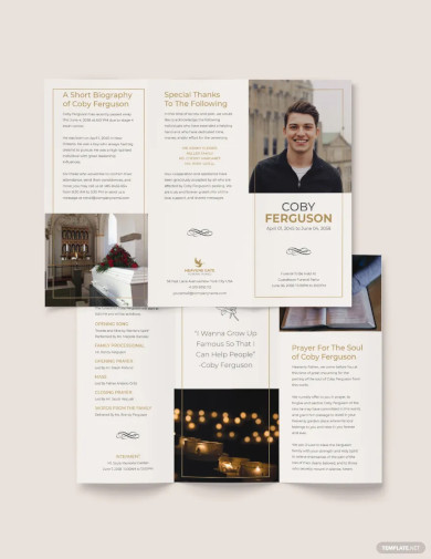 order of service funeral program tri fold brochure template
