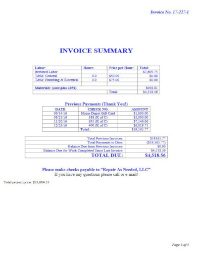 painting invoice sample template