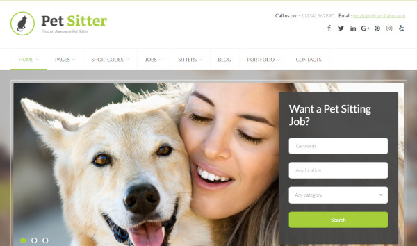 pet sitter mobile responsive wordpress theme
