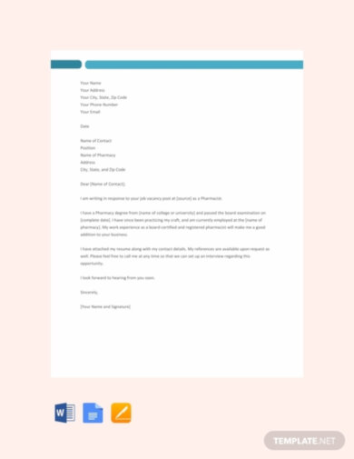 10+ Best Medical Cover Letter Templates - Google Docs, Word, Pages, PDF