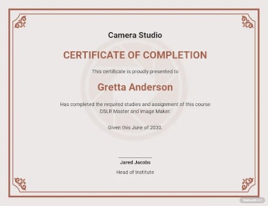 photographer photography certificate template