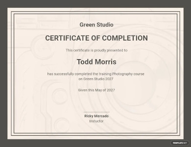 photography training certificate template