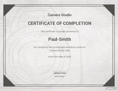 photography workshop certificate template