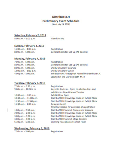 preliminary event schedule template