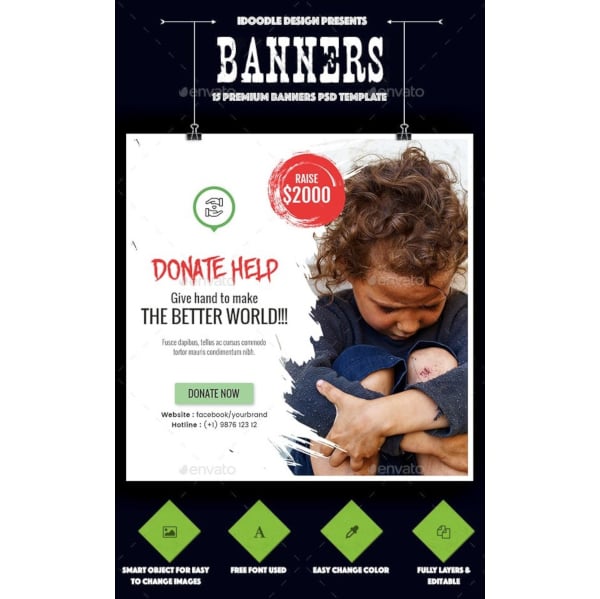 premium fundraising banner template