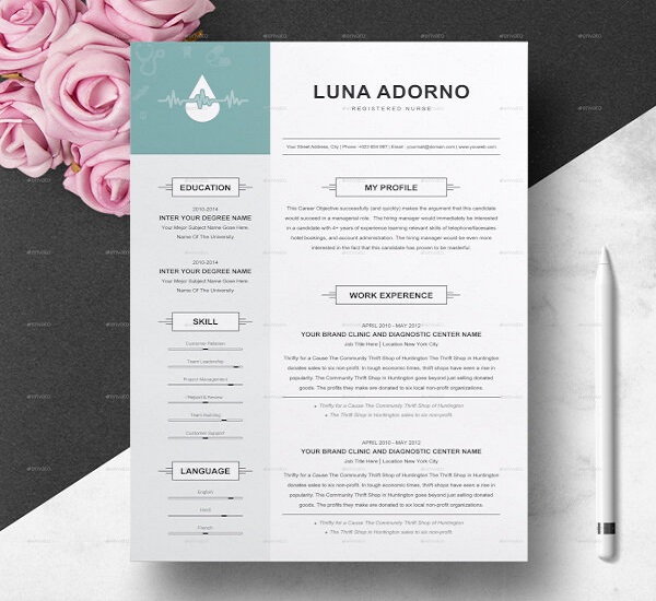 premium resume template for nurse