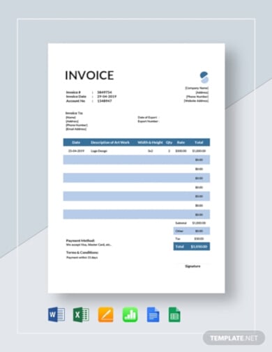printable artist invoice template