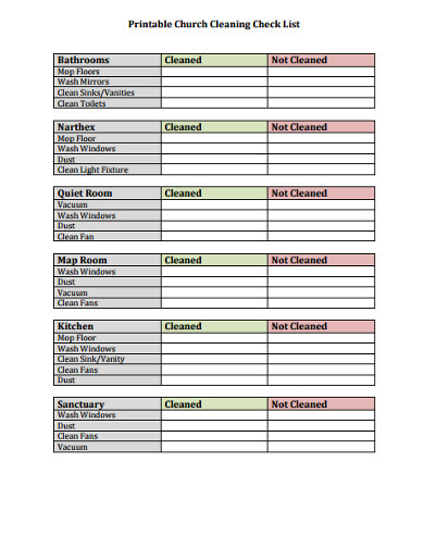 10+ Church Cleaning Checklist Templates in PDF