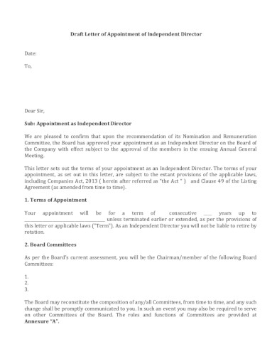 printable company appointment letter in pdf