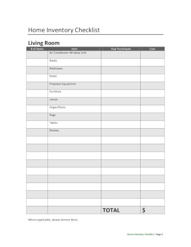 printable home inventory checklist in pdf