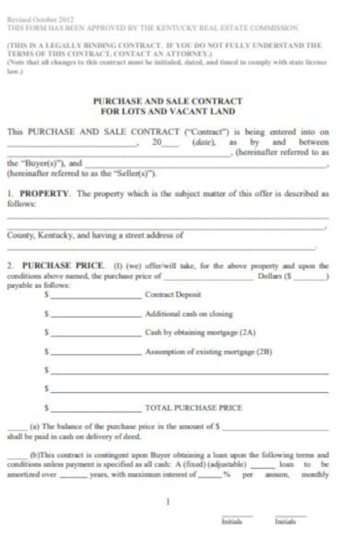 printable purchase and sale contract