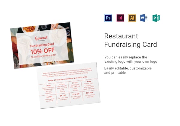printable restaurant fundraising card