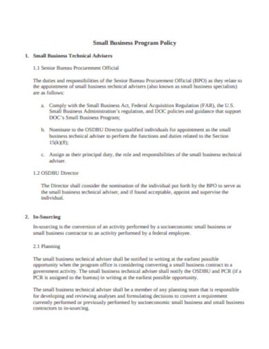 printable small business policy example