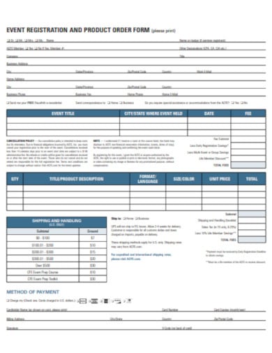 product event registration form template