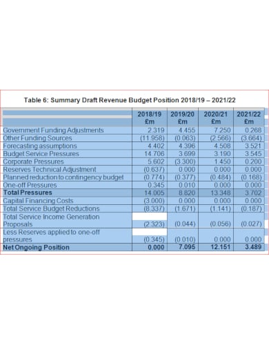 professional budget report template
