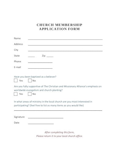 professional church membership form