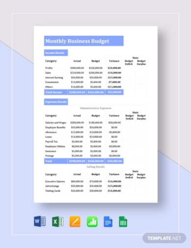 9+ Company Budget Templates - Google Docs, Google Sheets, Word, Pages ...