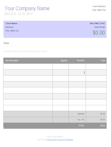 professional contractor invoice template