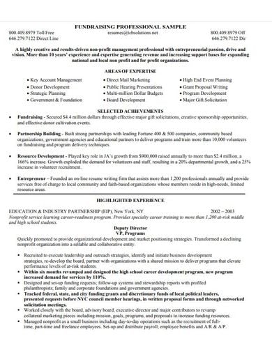 professional fundraising cv template