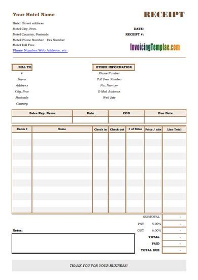 10 hotel invoice templates excel word numbers pages pdf free