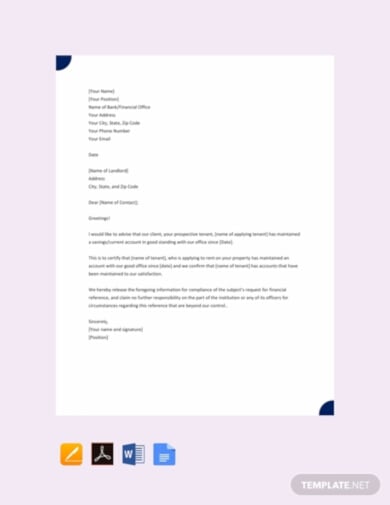 professional landlord tenant reference letter template