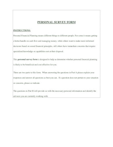 professional personal survey form in pdf