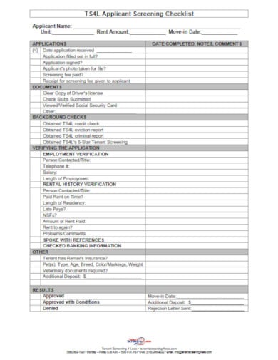 professional tenant screening checklist template
