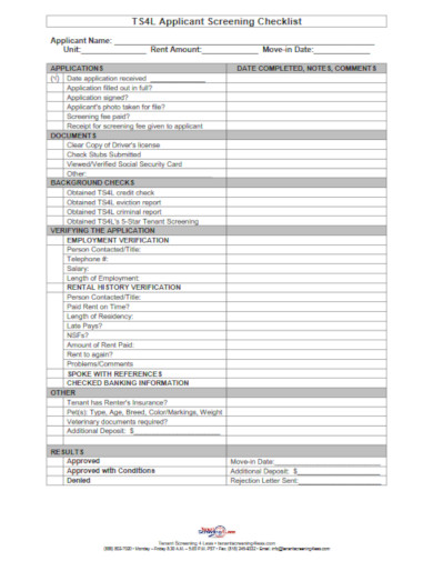 10+ Tenant Screening Checklist Templates - PDF, Word, Google Docs ...
