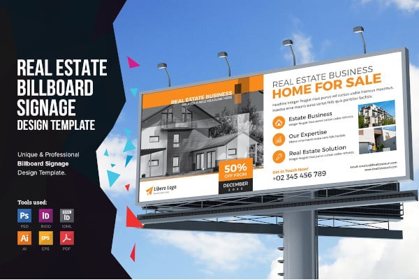professional real estate billboard signage template