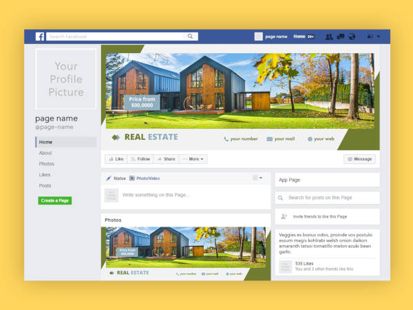 real estate facebook page design