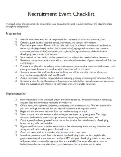 recruitment event checklist in pdf